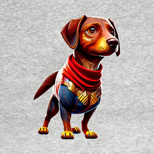 Canine Warrior: Dachshund in Heroic Battle Gear by fur-niche